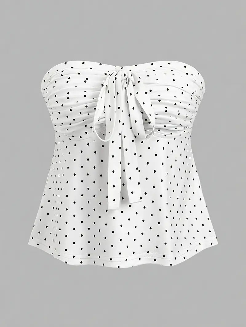 Women's Elegant Strapless Top - Chic Bow-like knot, Non-Transparent Blouse for Valentine's Day, Parties, Beach Outfits - Spring/Summer/Fall Formal & Casual Women's Clothing