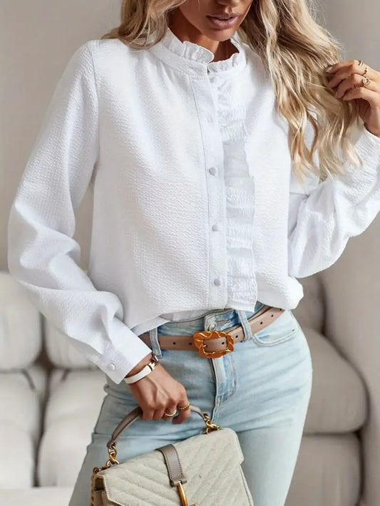 New Women's striped pleated details, single breasted elegant and intellectual outdoor dating work shirt, Business Casual, Work Attire, Intellectual Style, Classic Design, Nonstretch Fabric