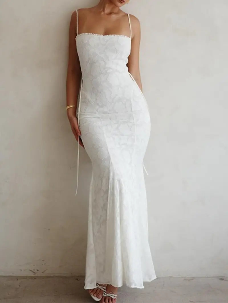 Suspender backless dress sexy fashion slim long skirt