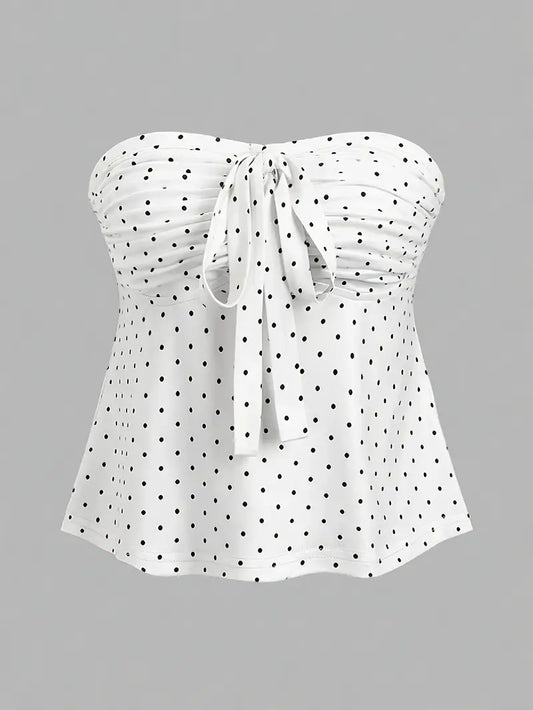 Women's Elegant Strapless Top - Chic Bow-like knot, Non-Transparent Blouse for Valentine's Day, Parties, Beach Outfits - Spring/Summer/Fall Formal & Casual Women's Clothing