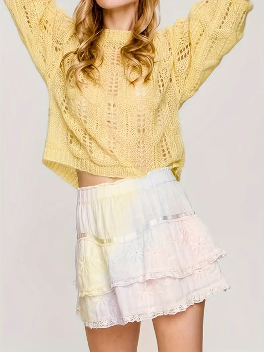 1pc Women'S Casual Polyester V-Neck Sweater with Back Bow Detail - Solid Color, Elegant Loose Fit Pullover for Autumn & Winter, Versatile for Travel & Clubwear