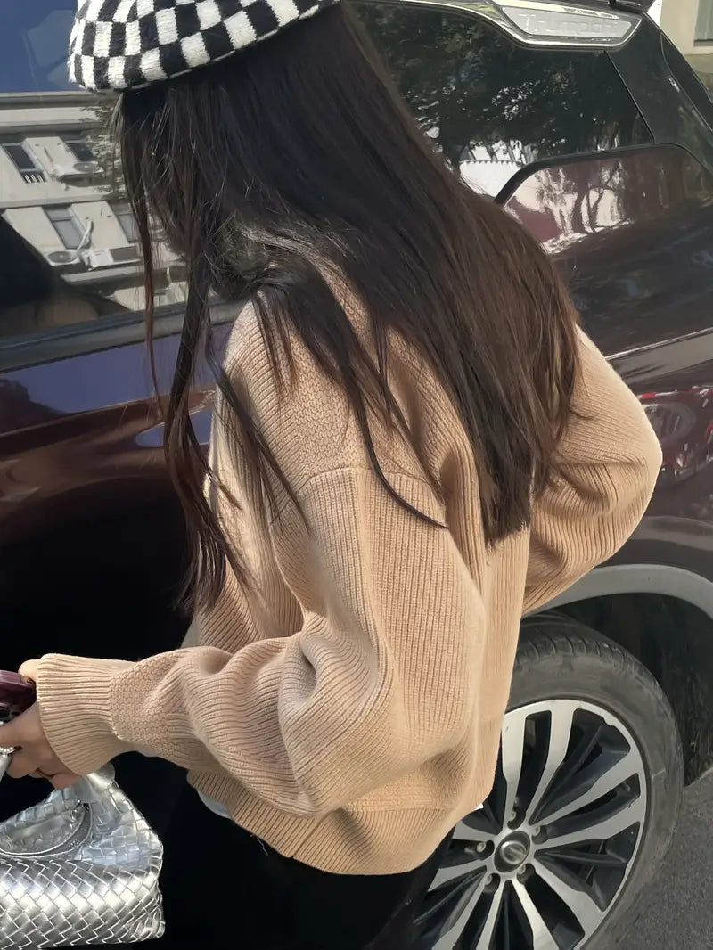 100% Wool Wool Double-Layer Thickened Casual Fashion Women's Sweater Cardigan Autumn and Winter High-End Warm Wool Top Outerwear