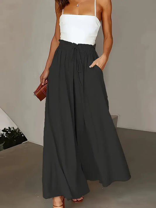 Loose Wide-leg Pants With Elastic Waist