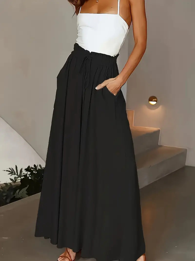 Loose Wide-leg Pants With Elastic Waist